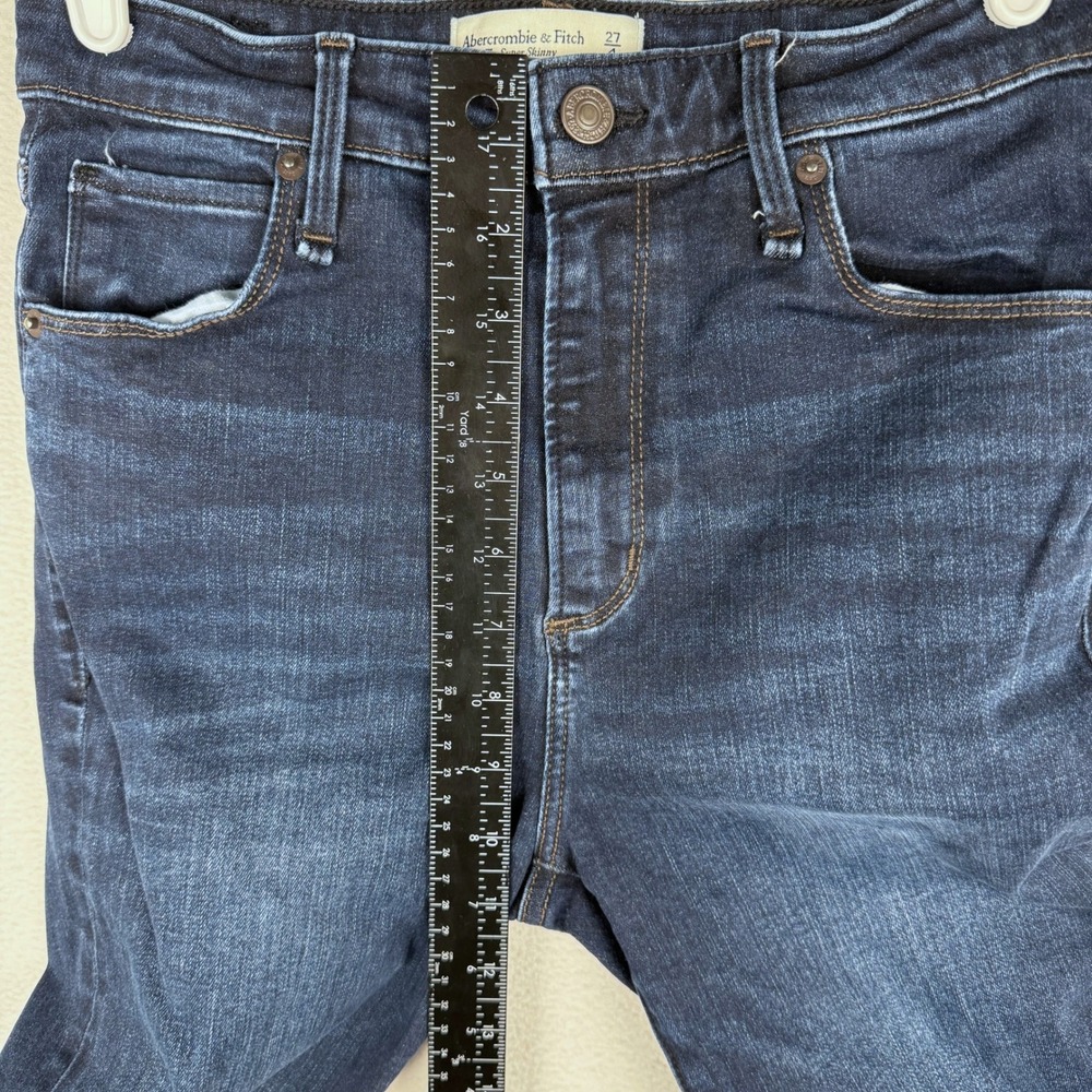 Abercrombie & Fitch Super Skinny Jeans Womens 27/4R Dark Blue High Rise Stretch - Picture 4 of 7